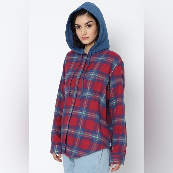 American eagle size Large soft flannel hoodie - Picture 2 of 8